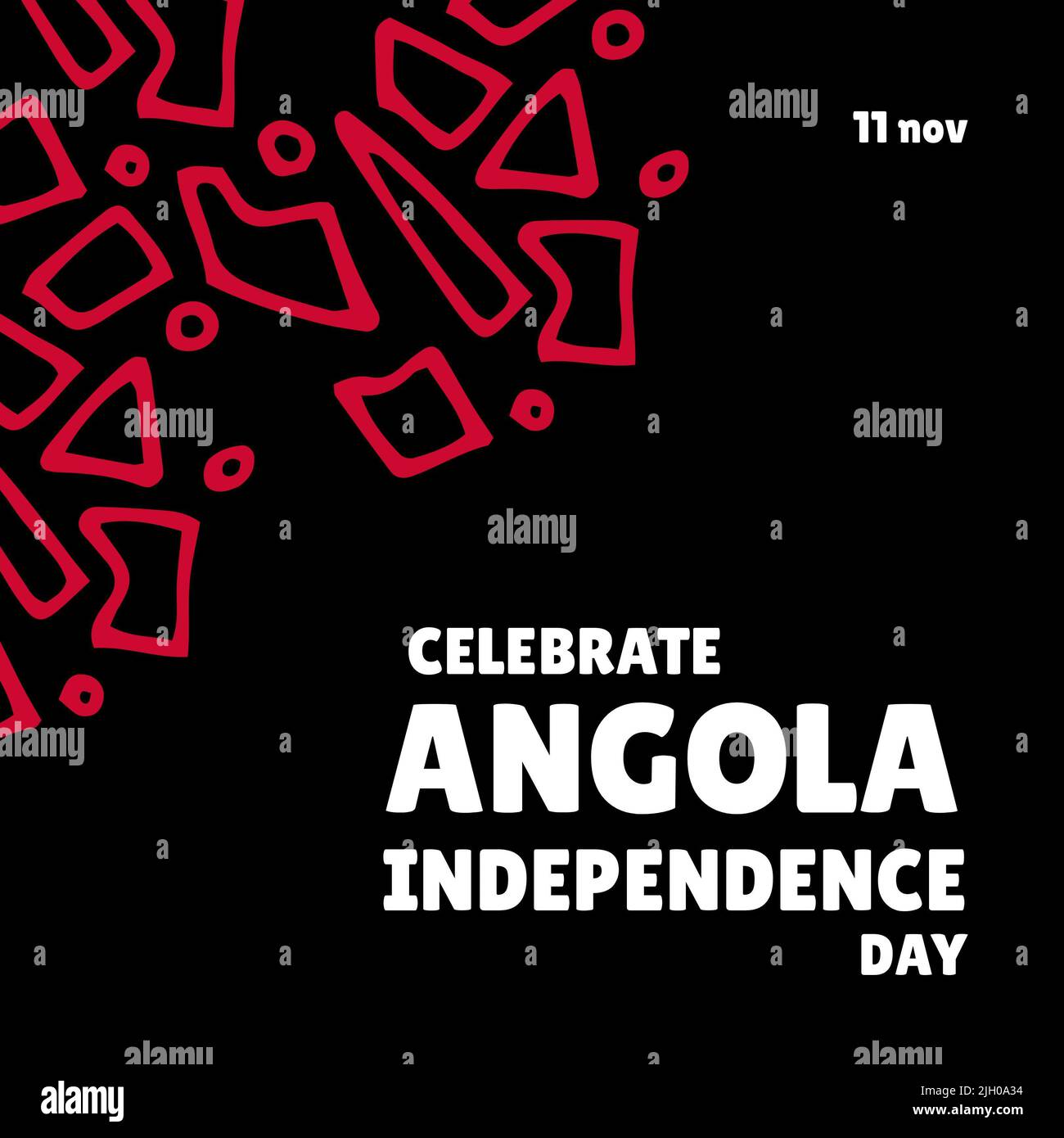 Illustration of celebrate angola independence day text with red