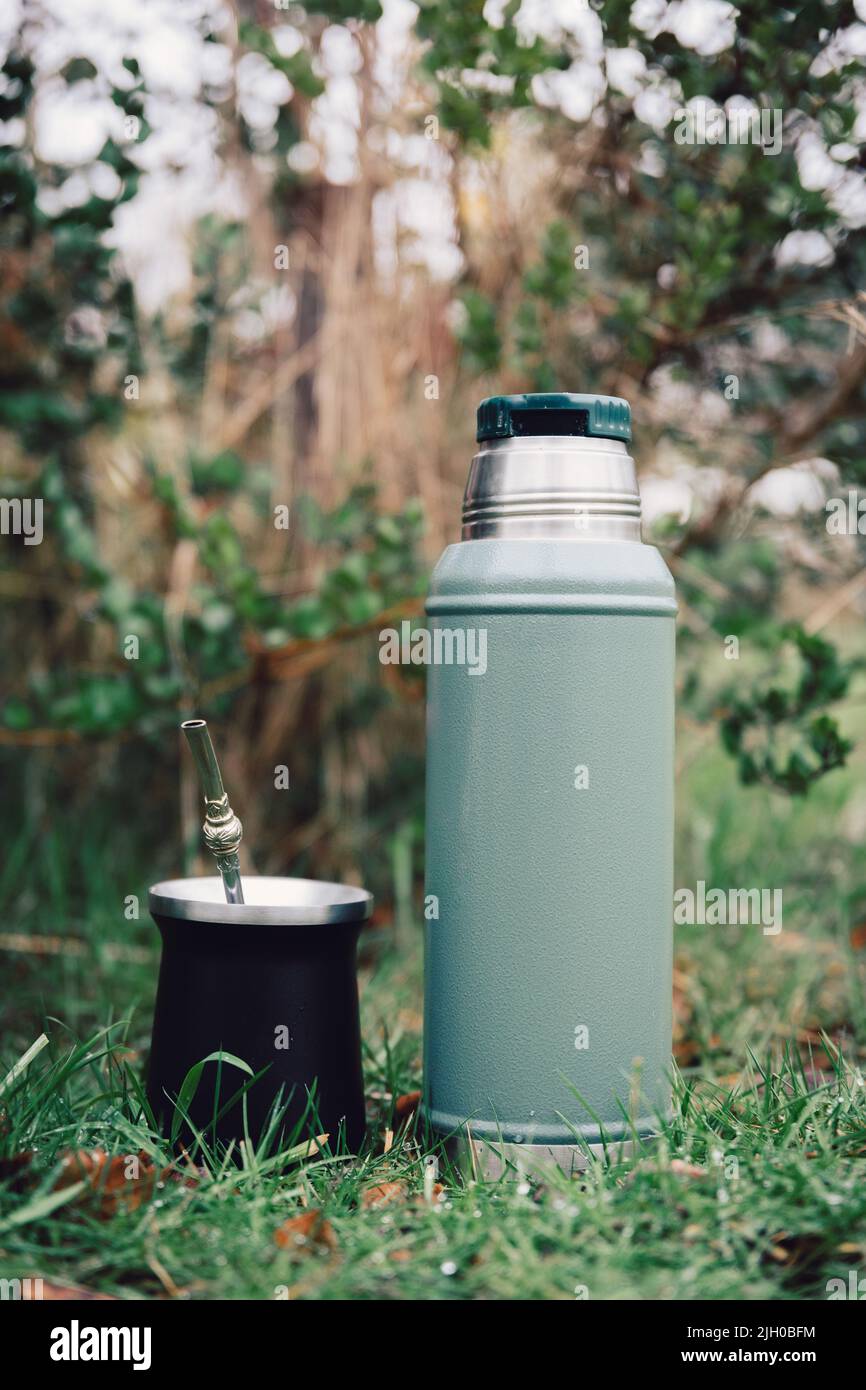 Thermos And Mate In The Field Stock Photo - Download Image Now - Yerba Mate,  Insulated Drink Container, Water - iStock