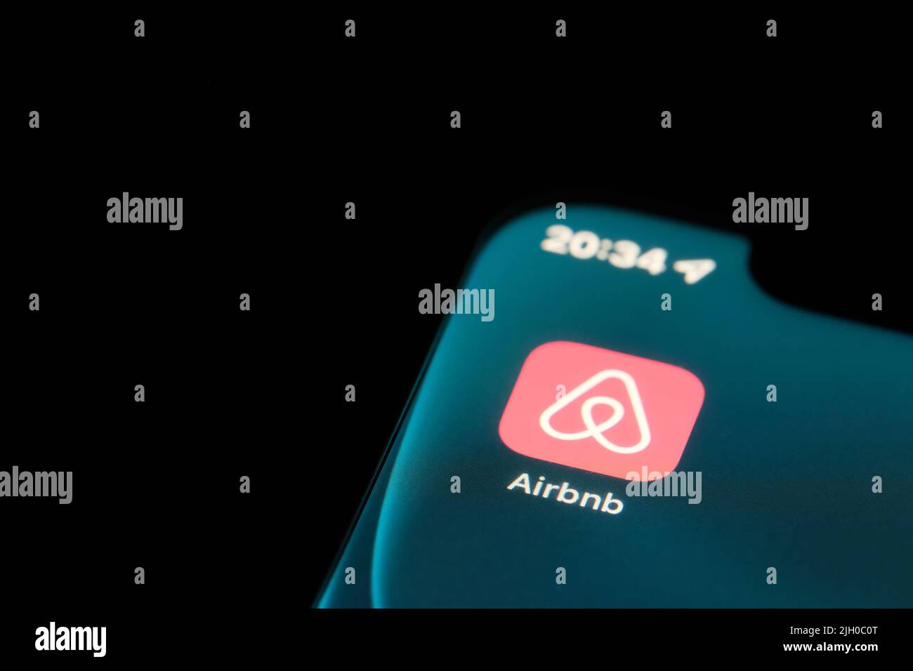 Shanghai,China-May 25th 2022: close up Airbnb mobile app icon on phone screen. Stock Photo
