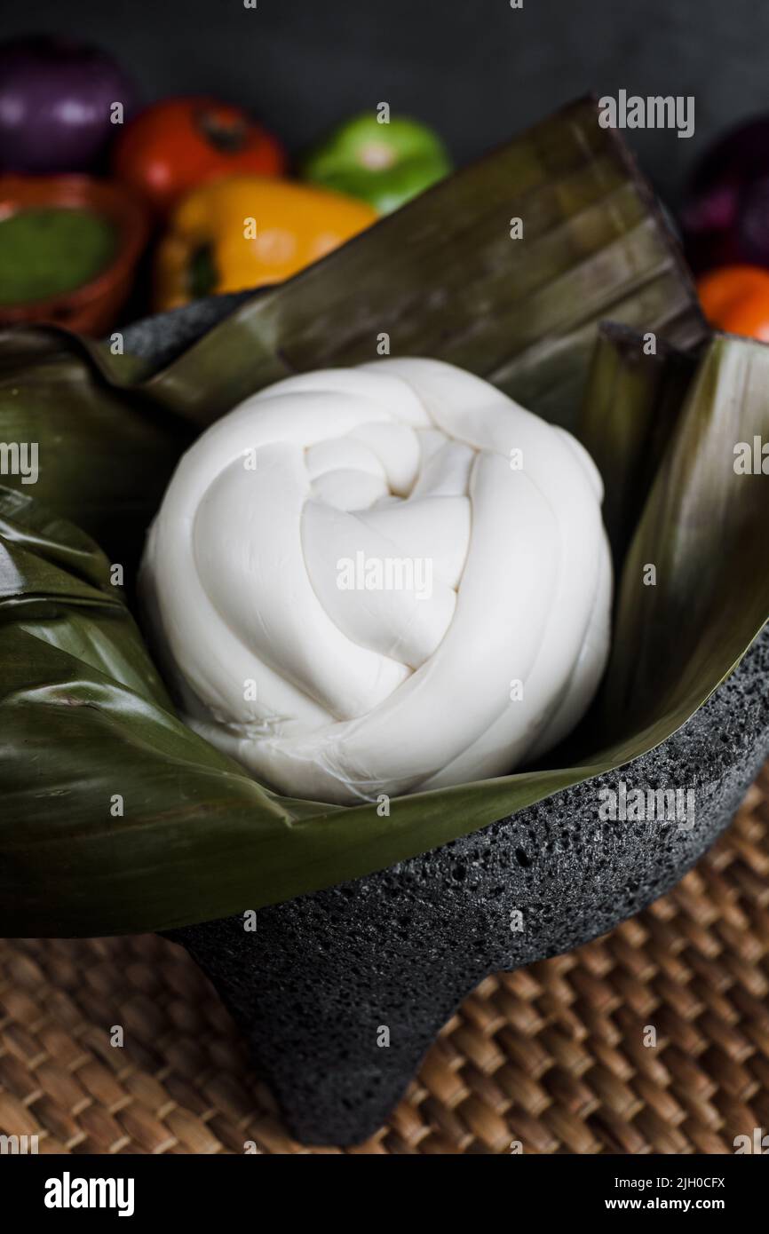 Mexican Oaxaca cheese with fresh ingredients in Mexico Latin America