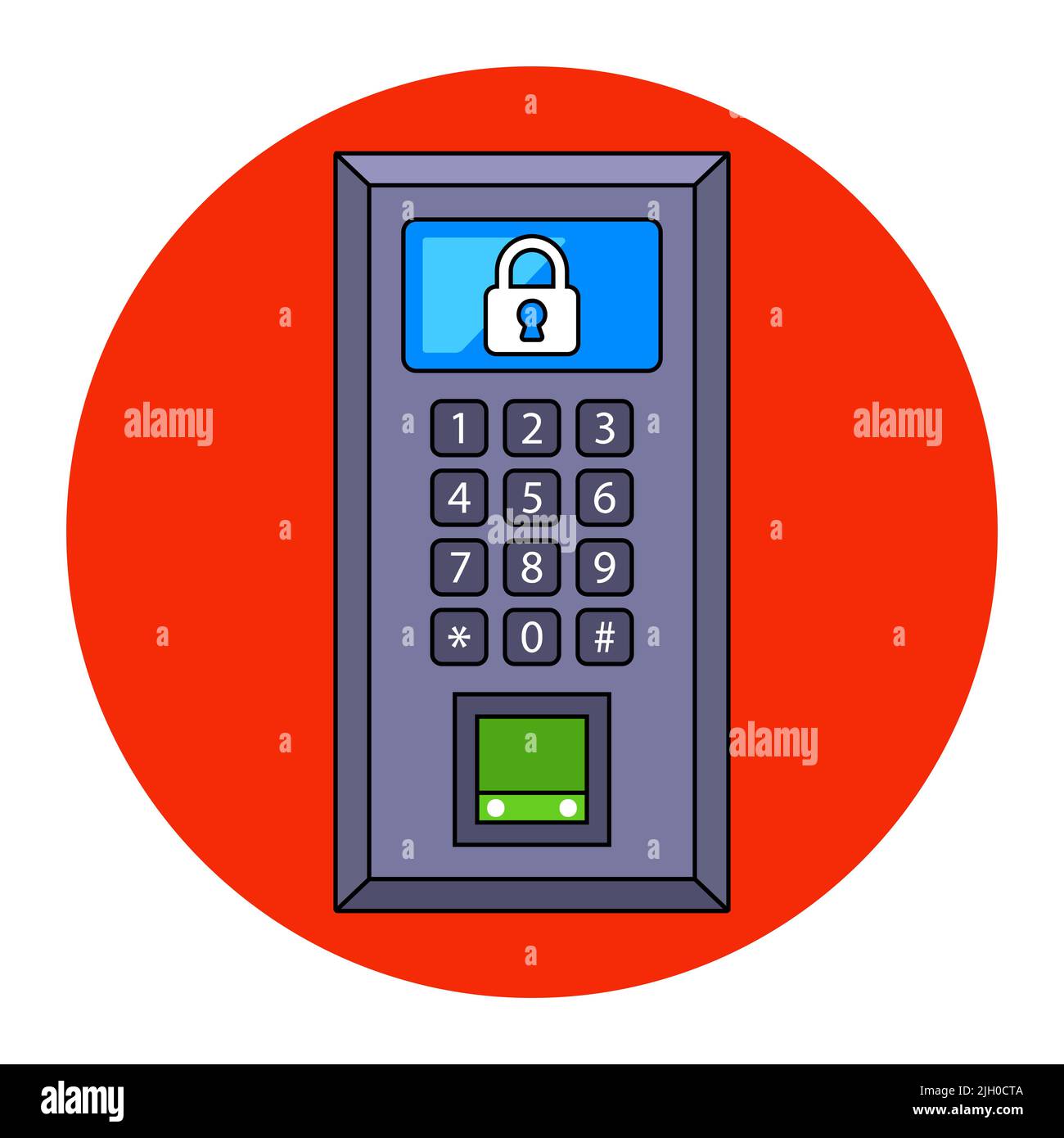 intercom is hanging on the wall. device for home security. flat vector illustration. Stock Vector