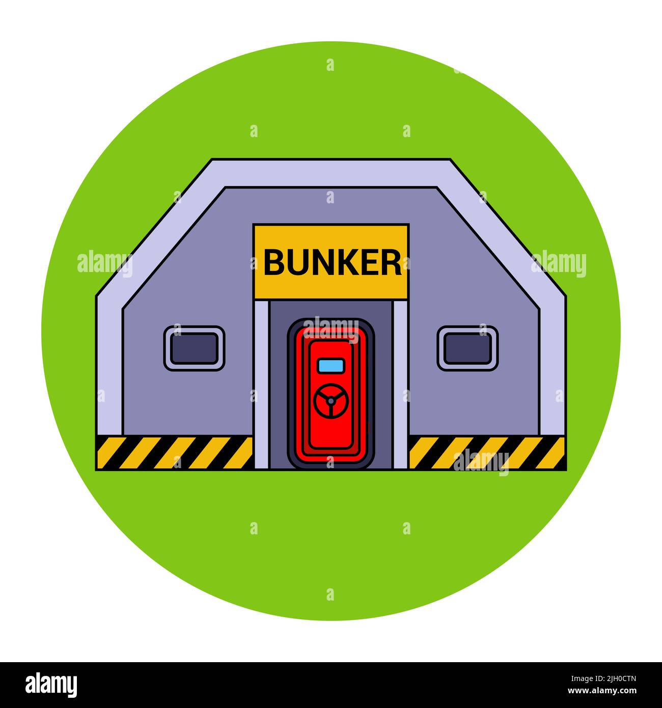 concrete bomb shelter on a white background. hide from nuclear weapons. flat vector illustration. Stock Vector