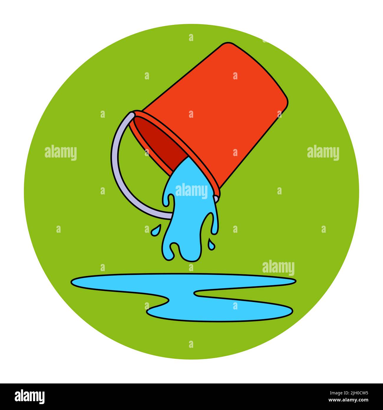 pour a bucket of water onto the floor. wash the floors. flat vector ...