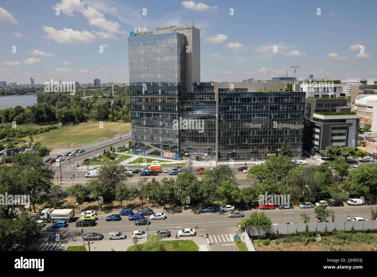 Bucharest, Romania - July 11, 2022: Details from the Pipera area, the corporate and financial part of the city. Stock Photo