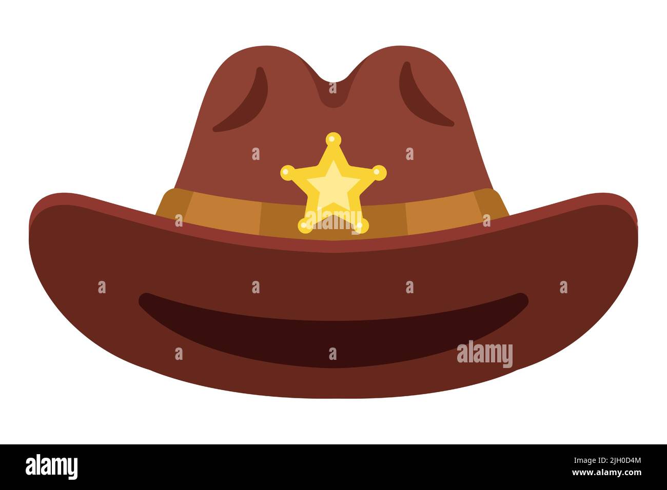 brown cowboy hat with gold sheriff badge. flat vector illustration ...