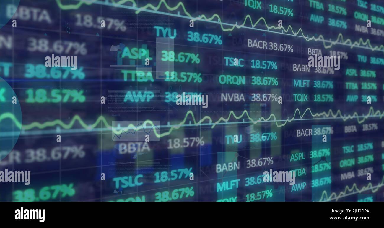 Image of financial data processing over graphs and charts Stock Photo