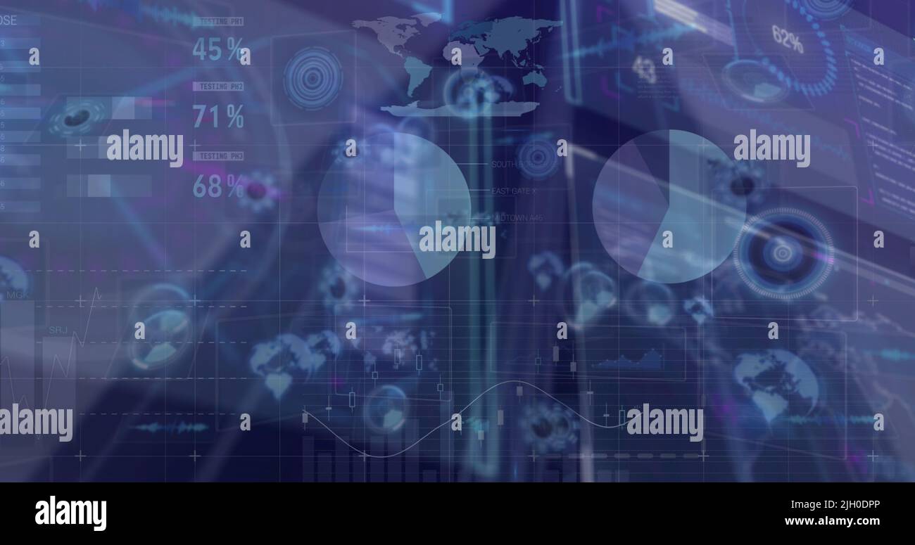 Image of data processing over server Stock Photo