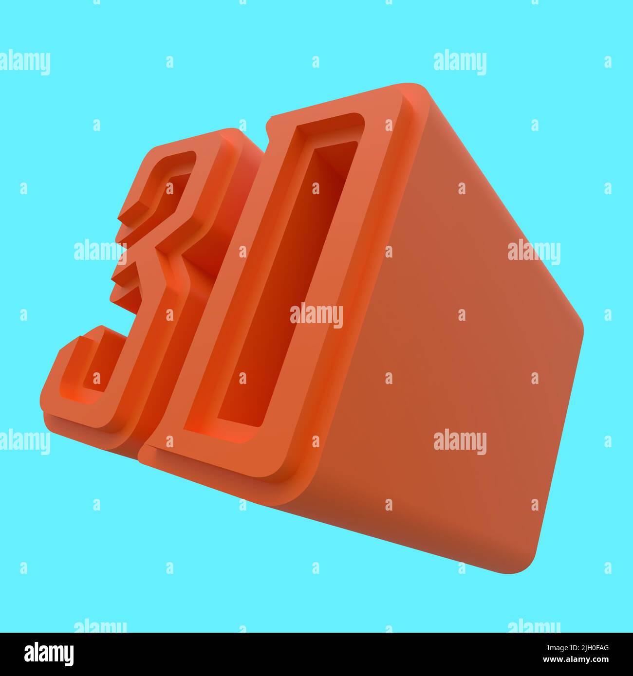 Orange 3D Text on a light blue background, 3D illustration Stock Photo