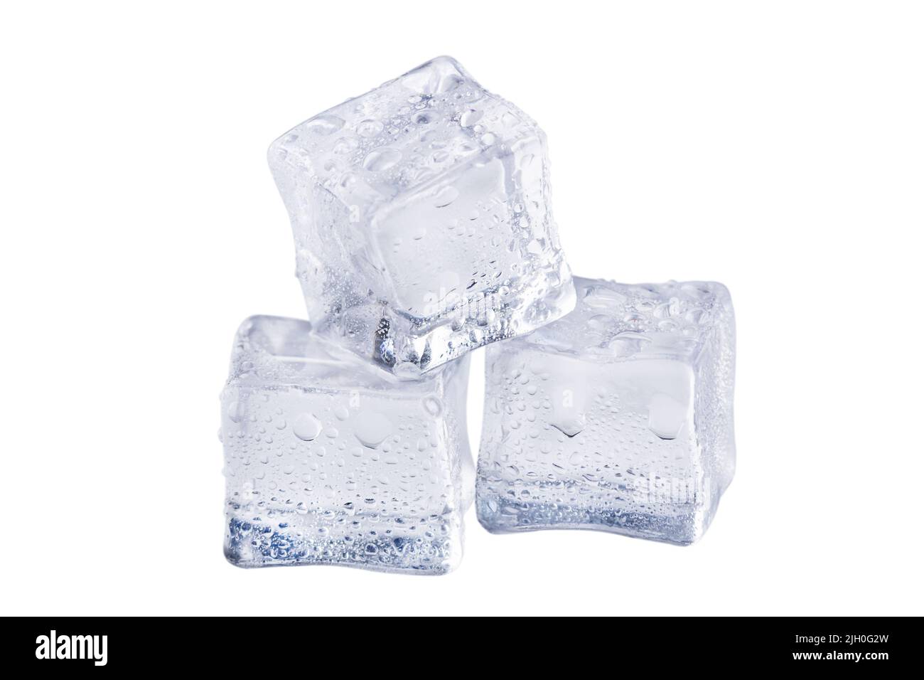 top view of cool frozen ice cubes isolated on black, Stock image