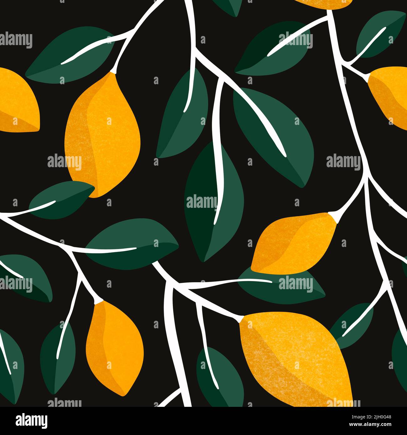 Summer citrus seamless lemon and leaves pattern for clothes print and ...