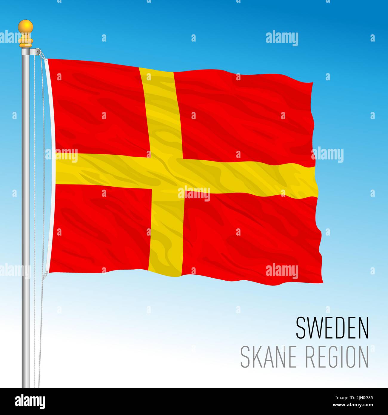 Skane Regional flag, Kingdom of Sweden, EU vector illustration Stock Vector
