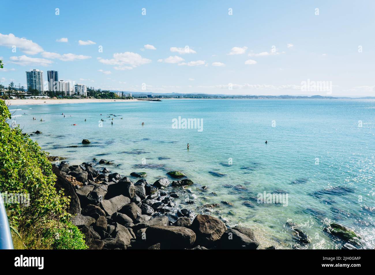 Greenmount view of Coolangatta beach on a calm day on the Gold Coast Stock Photo