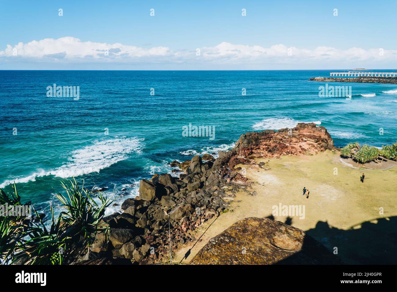 Lovers rock at Duranbah beach in Coolangatta on the Gold Coast Stock Photo