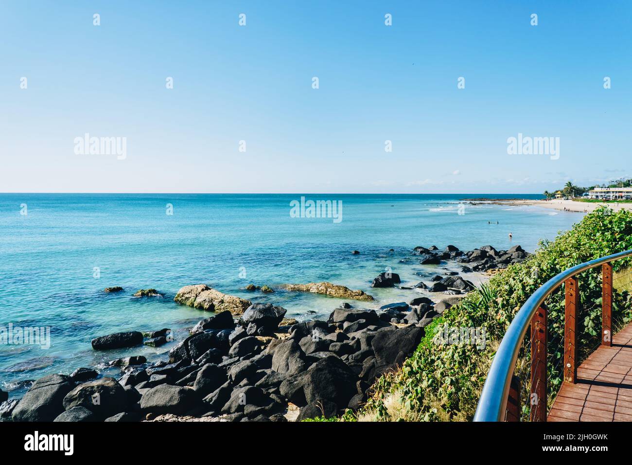 View of Snapper rocks from Greenmount in Coolangatta on the Gold Coast Stock Photo