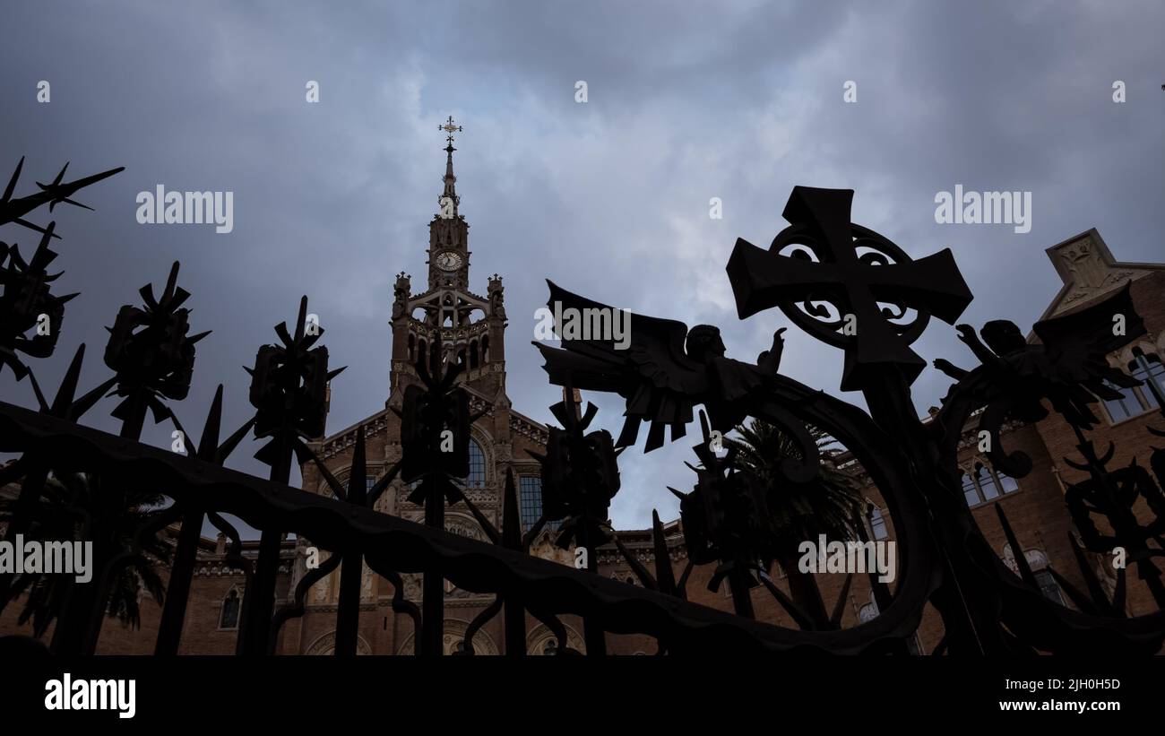 View of Hospital de Sant Pau in the neighborhood of El Guinardó, in Barcelona Stock Photo