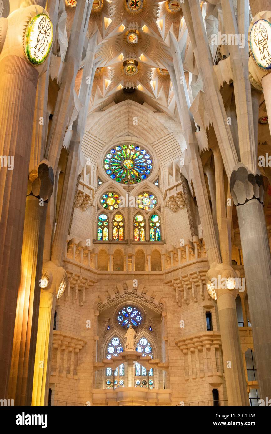 Interior of Sagrada Família in Barcelona, Spain Stock Photo