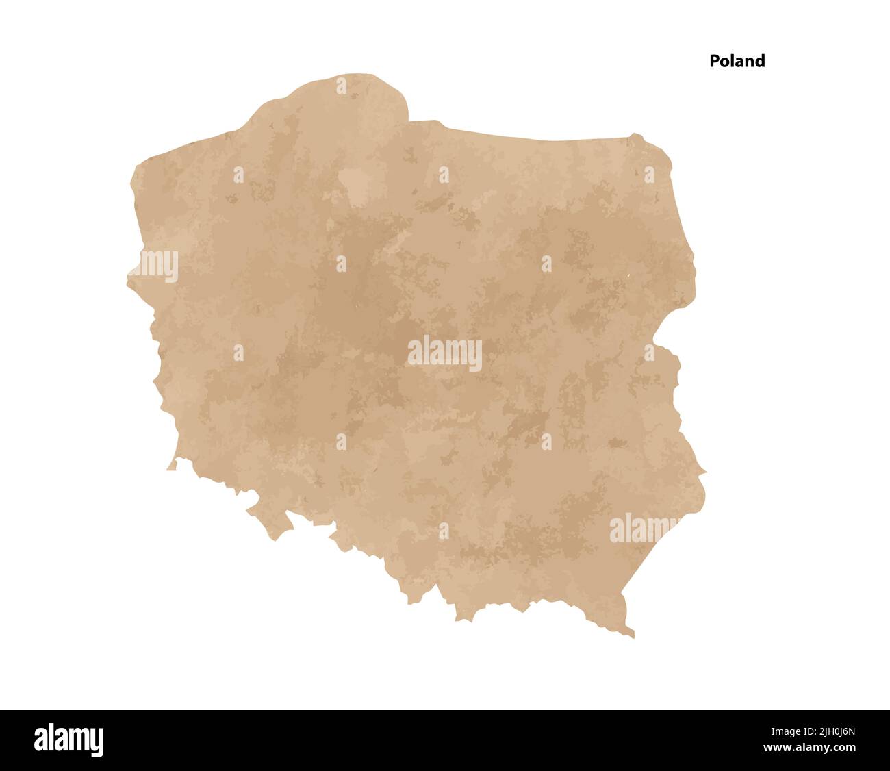 Old vintage paper textured map of Poland Country - Vector illustration Stock Vector