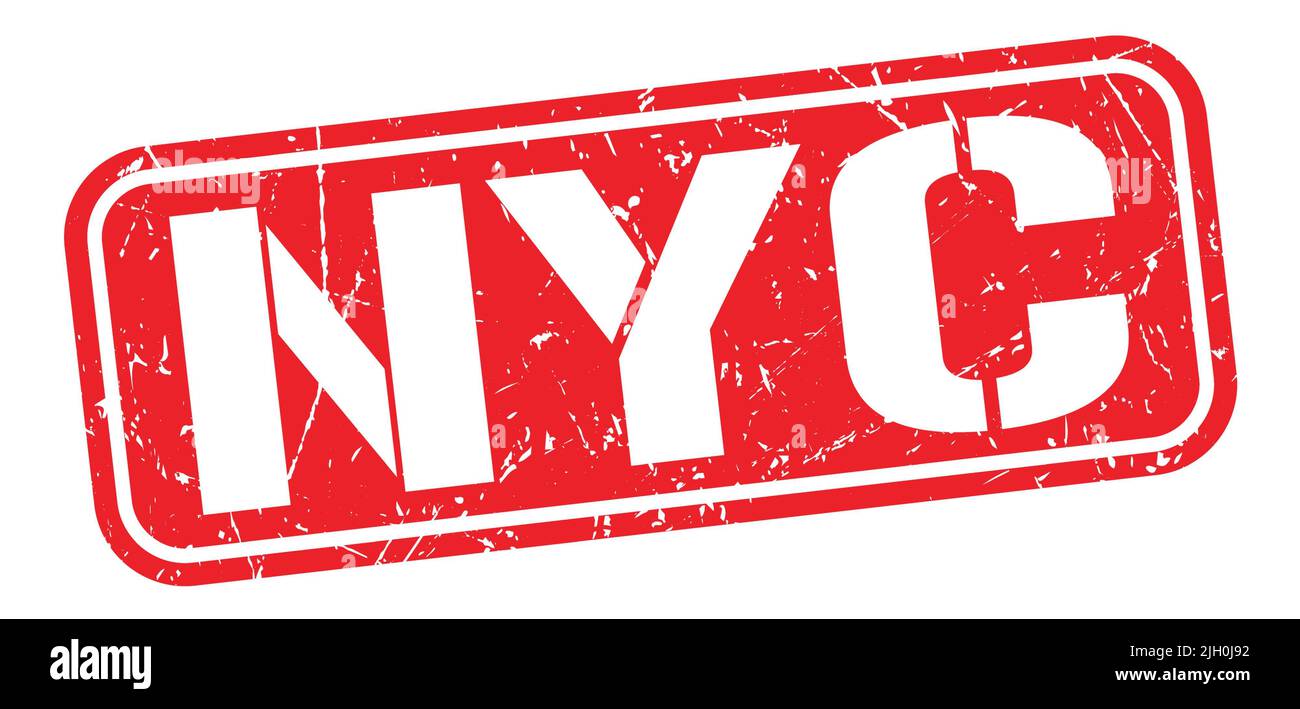 NYC text written on red grungy stamp sign Stock Photo Alamy