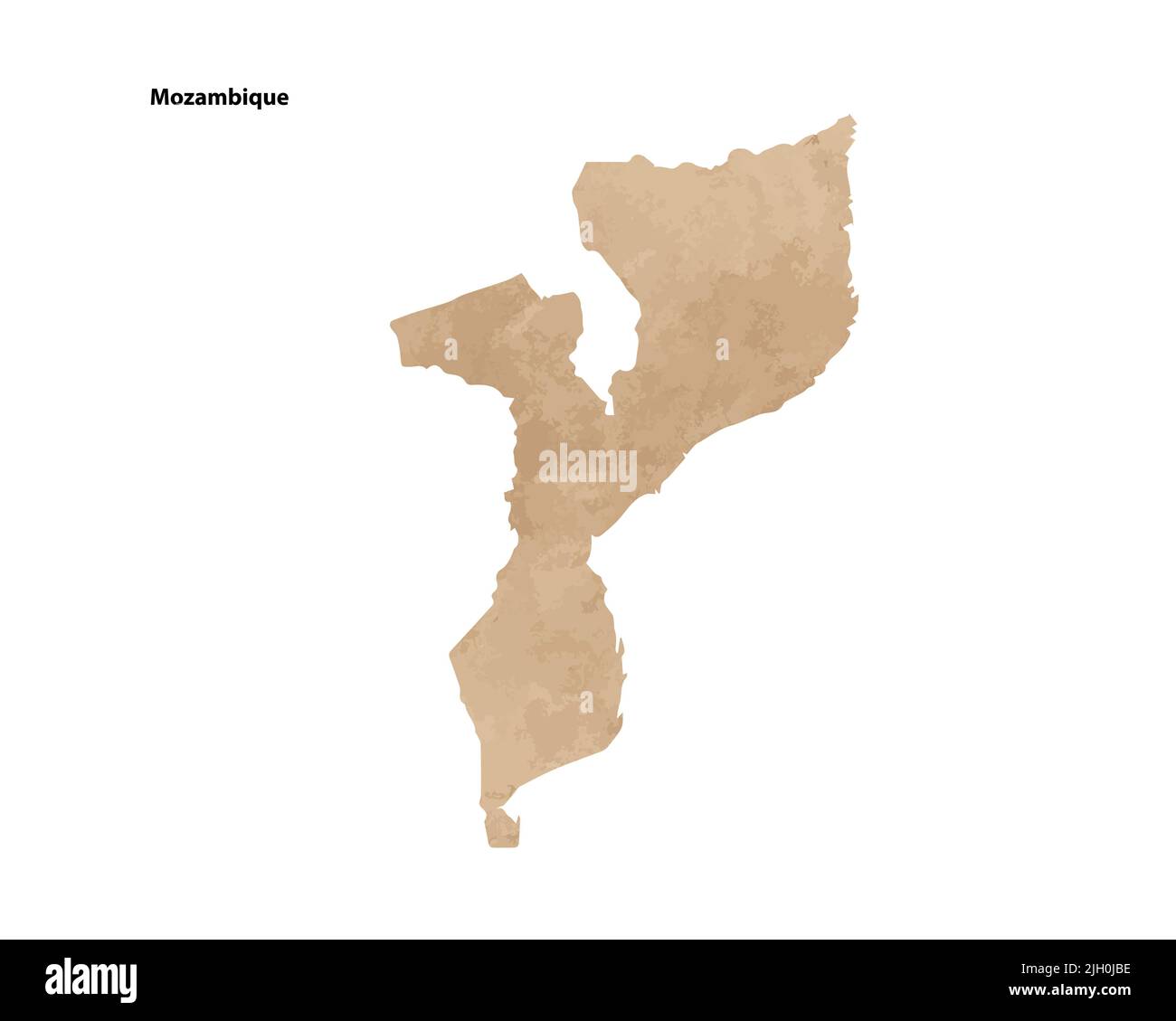 Old vintage paper textured map of Mozambique Country - Vector illustration Stock Vector
