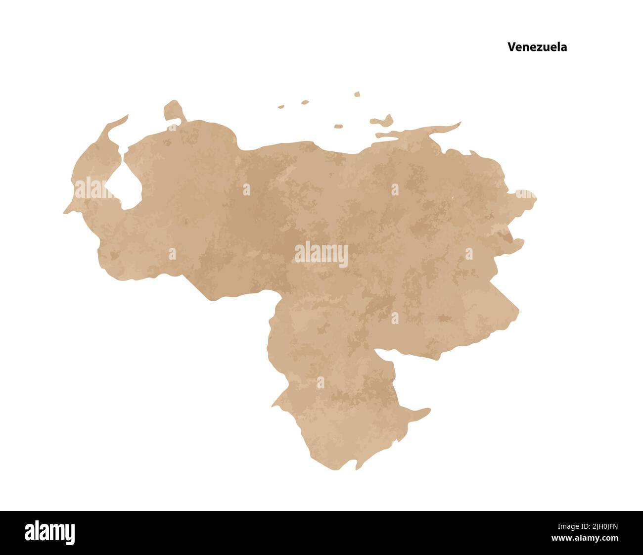 Old vintage paper textured map of Venezuela Country - Vector illustration Stock Vector