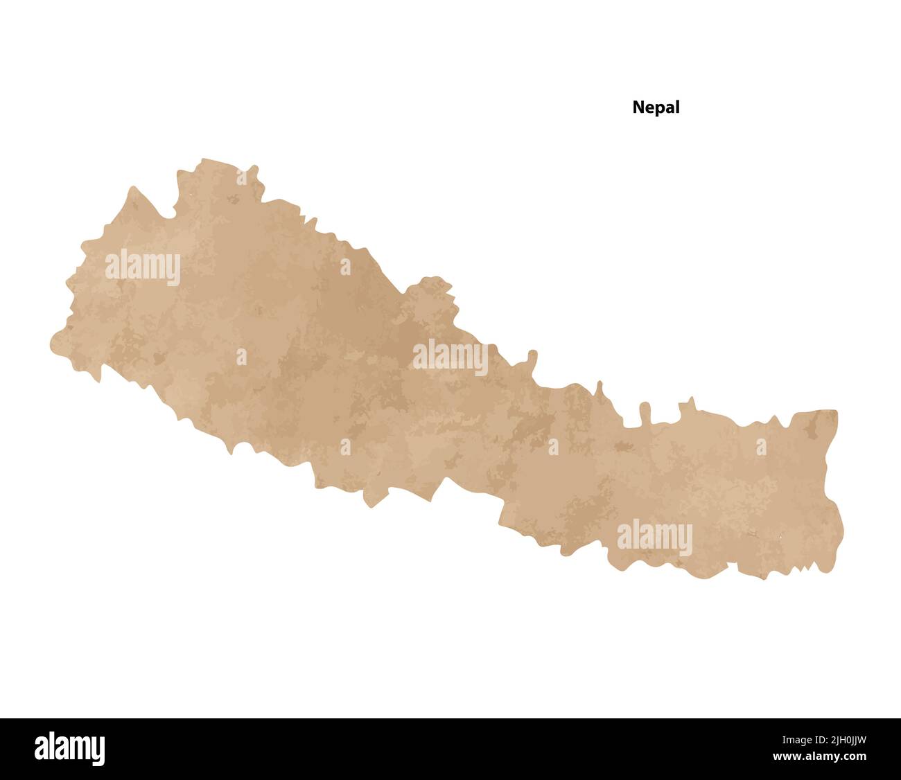 Old vintage paper textured map of Nepal Country - Vector illustration Stock Vector
