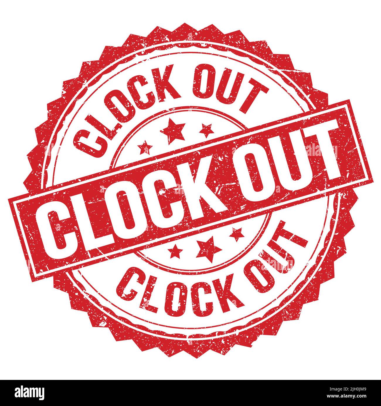 CLOCK OUT text written on red round stamp sign Stock Photo Alamy