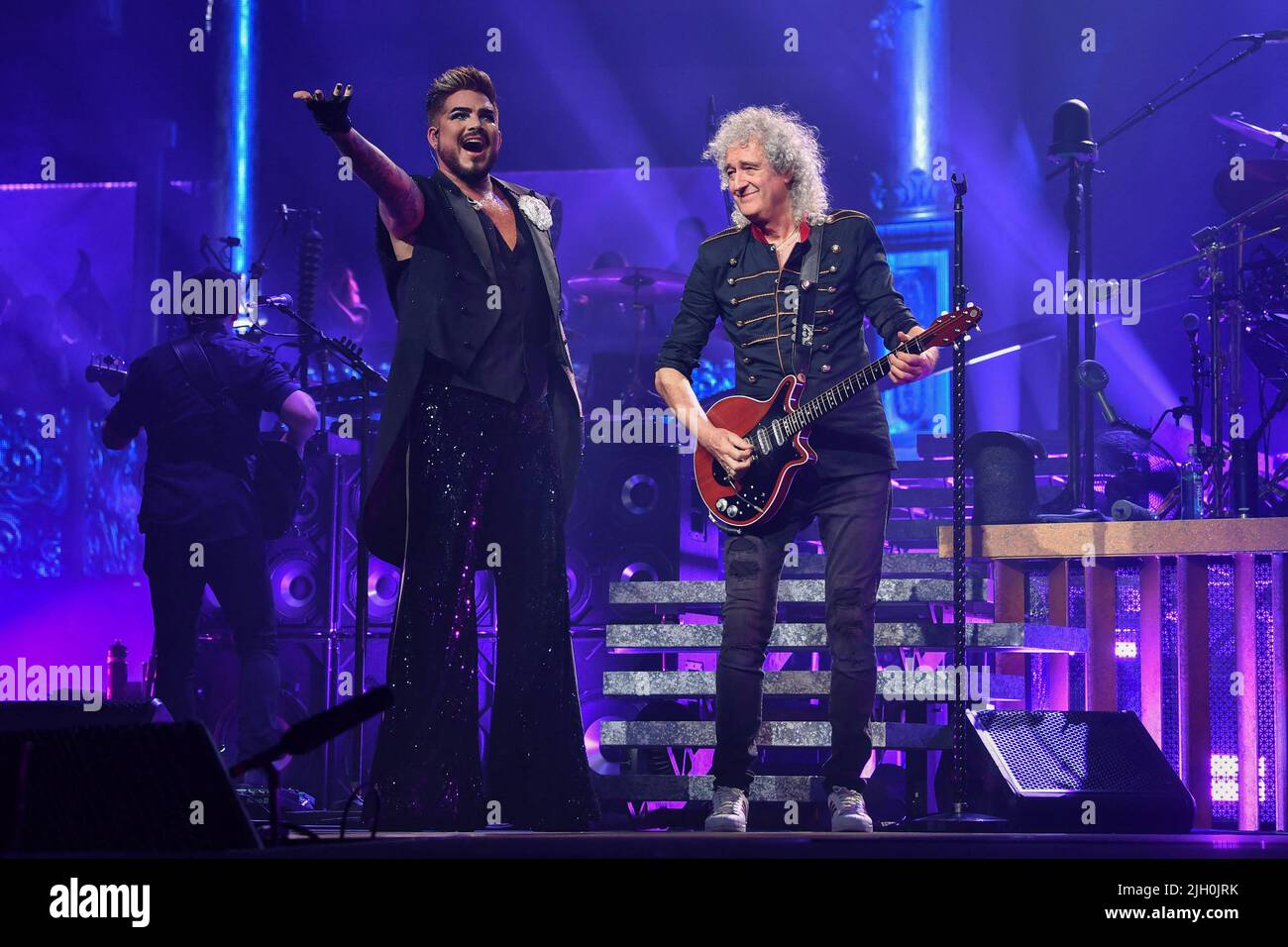 Paris, France, July 13, 2022, Guitarist Brian May and singer Adam
