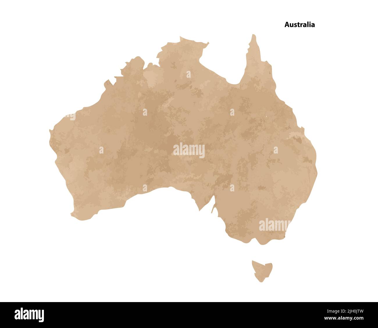 Old vintage paper textured map of Australia Country - Vector illustration Stock Vector