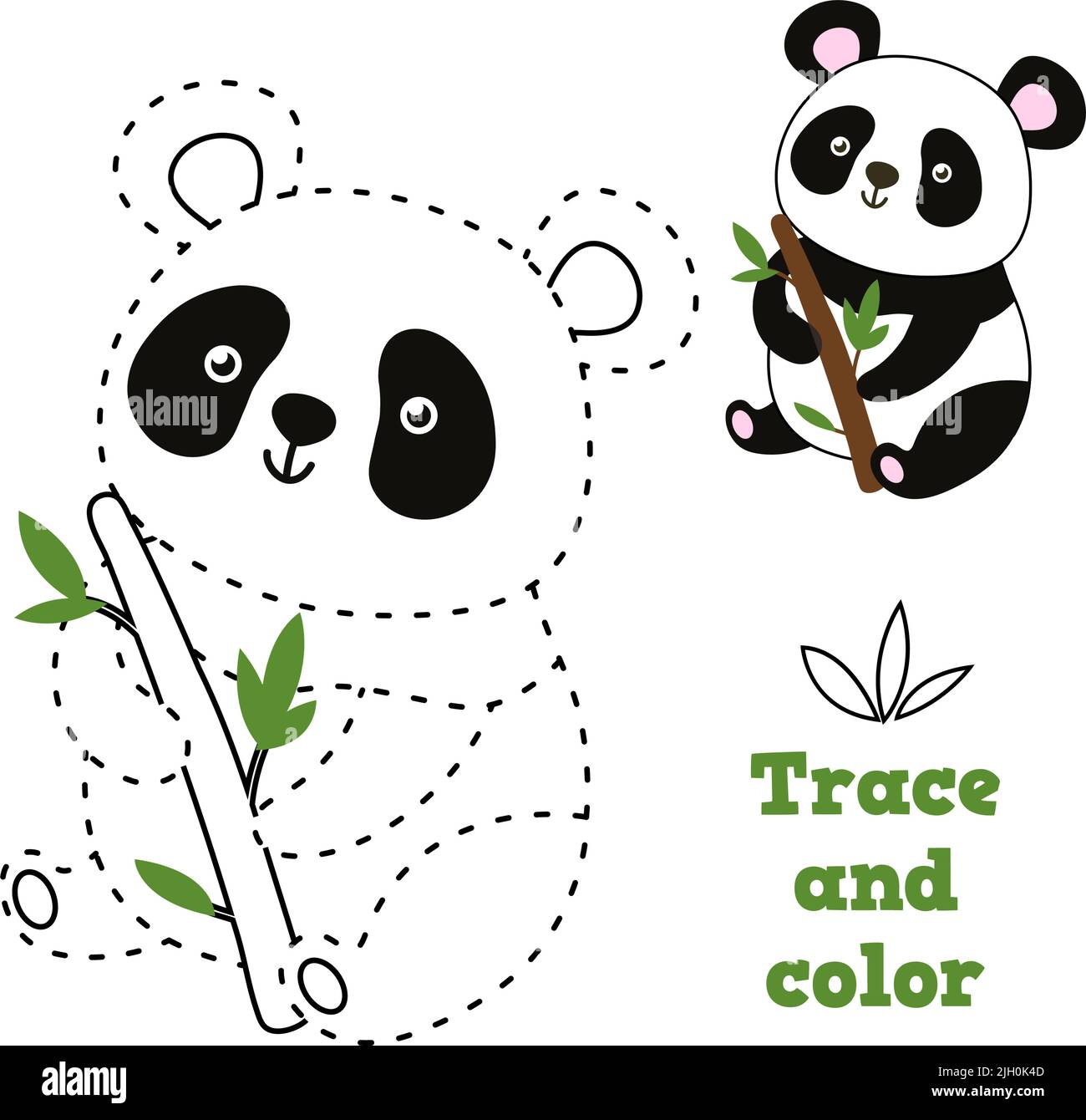 Dot to dot panda game. Connect dots and color image of cute bear with branch, entertainment for kid vector illustration Stock Vector