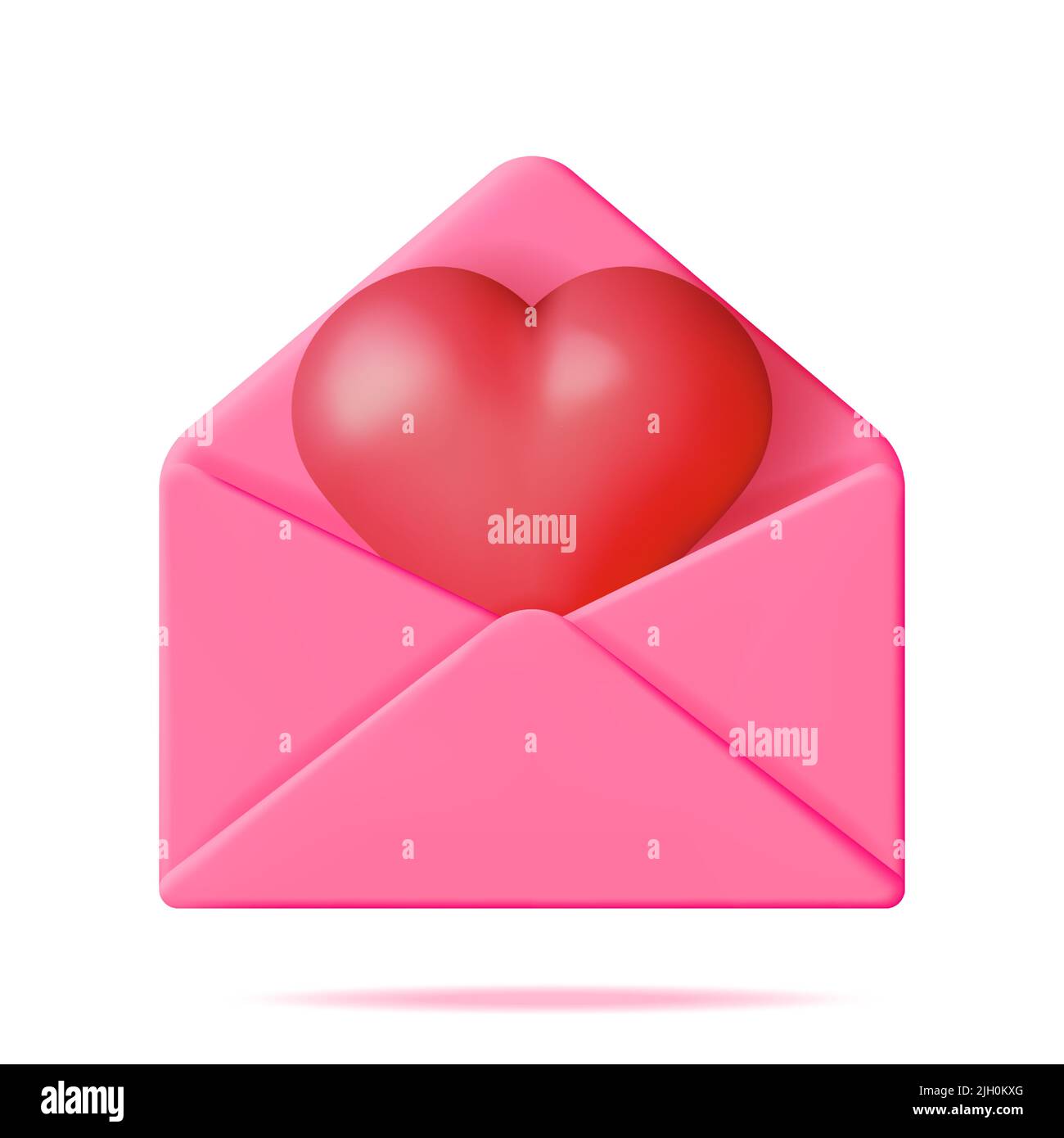 3D Open Envelope Letter with Red Heart Isolated Stock Vector Image ...