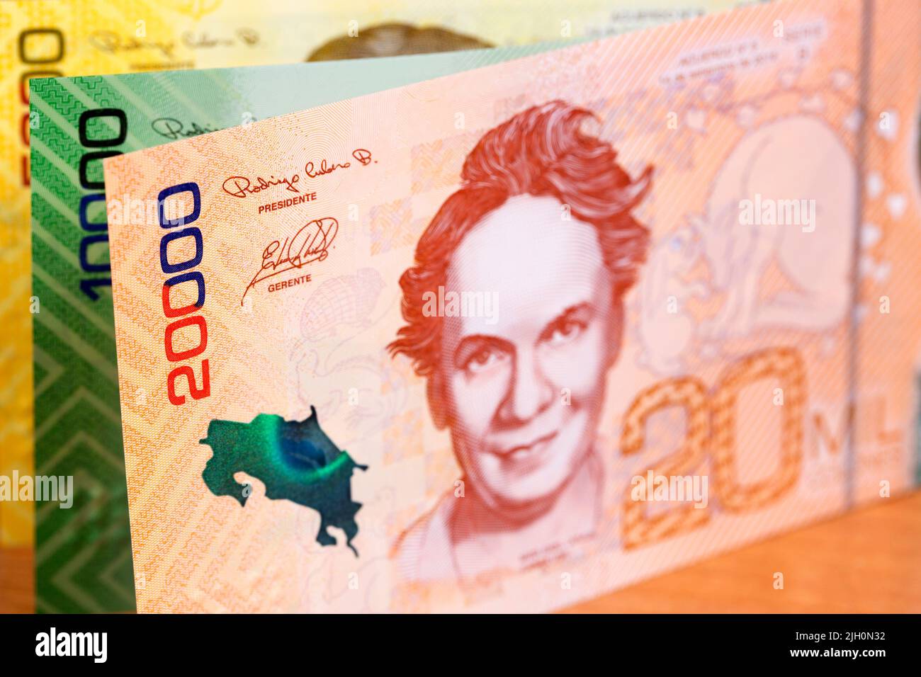 Costa Rican money - colon a business background Stock Photo