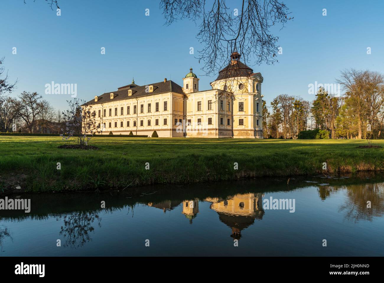 Kravare chateau in Czech republic during beautiful springtime day with clear sky Stock Photo