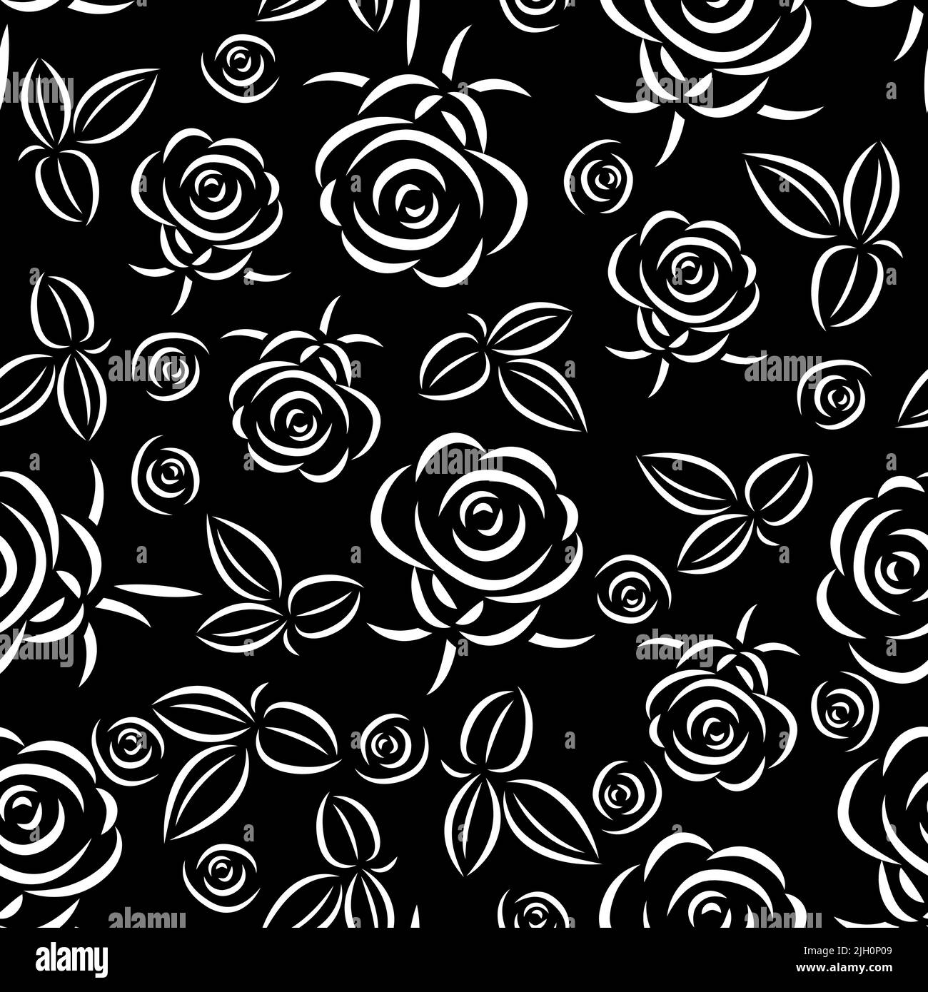 Roses, flowers and leaves, seamless pattern vector Stock Vector Image ...