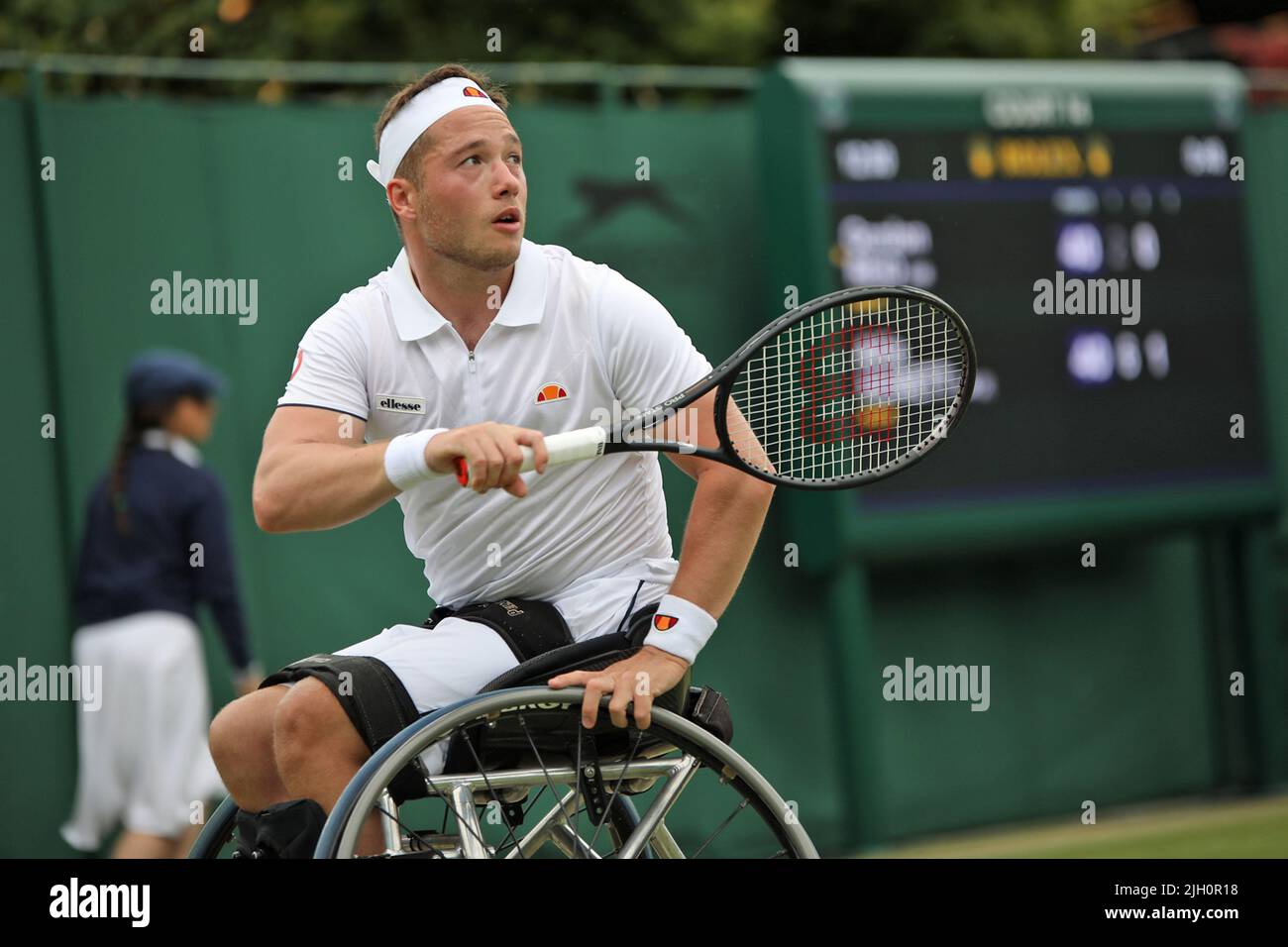 Alfie Hewett of Great Britain in the singles wheelchair tennis  championships at Wimbledon 2022 Stock Photo - Alamy