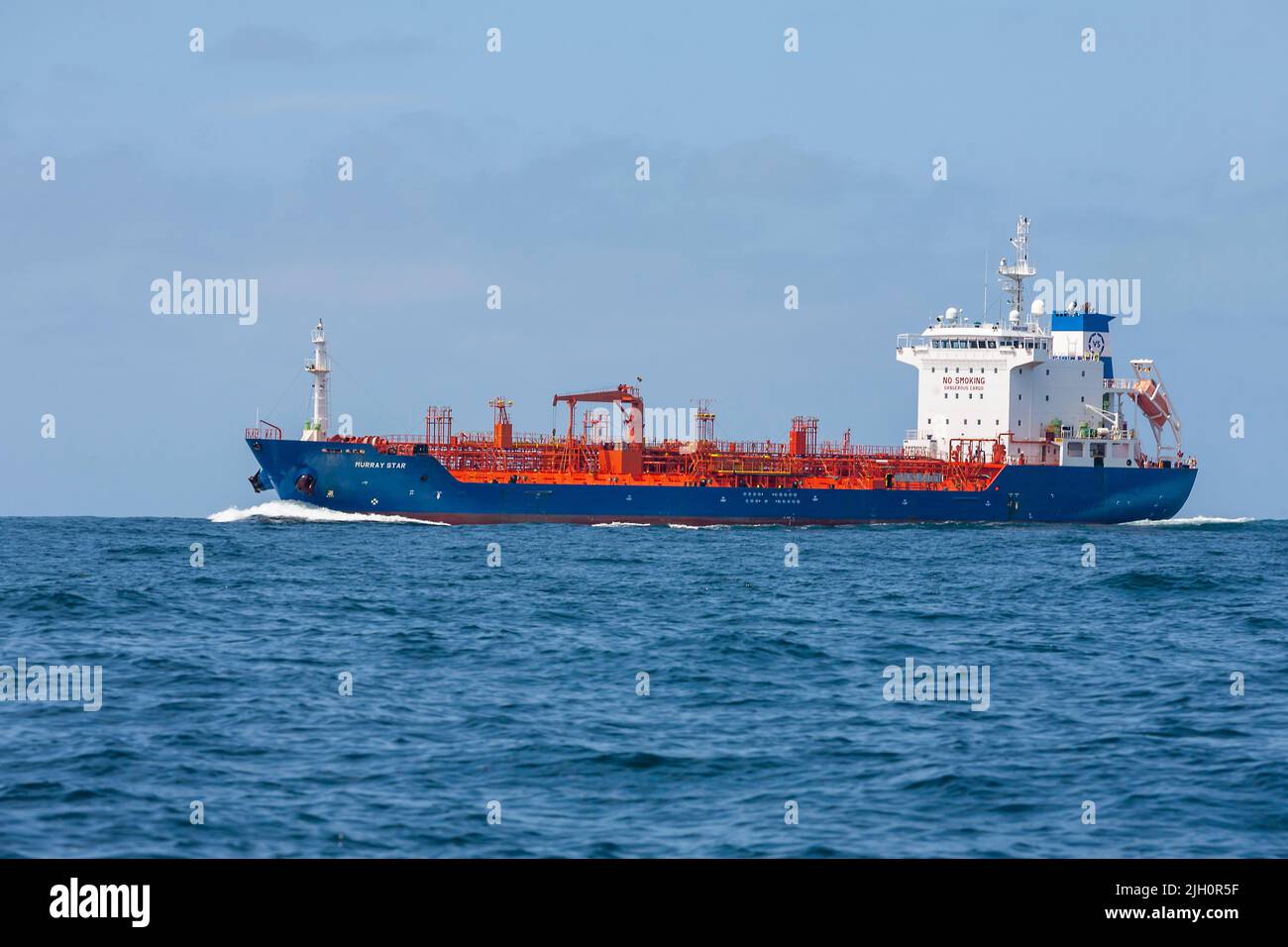 The Oil/Chemical Tanker MURRAY STAR heading south between the Isles of Scilly and Land's End, Cornwall, UK Stock Photo