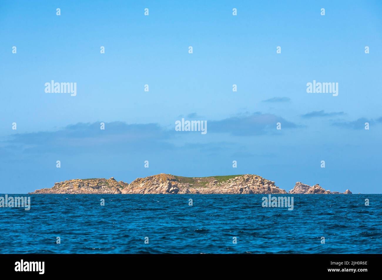 Approaching the Isles of Scilly by sea: the Eastern Isles including Menawethan and Great Ganilly, Isles of Scilly, UK Stock Photo