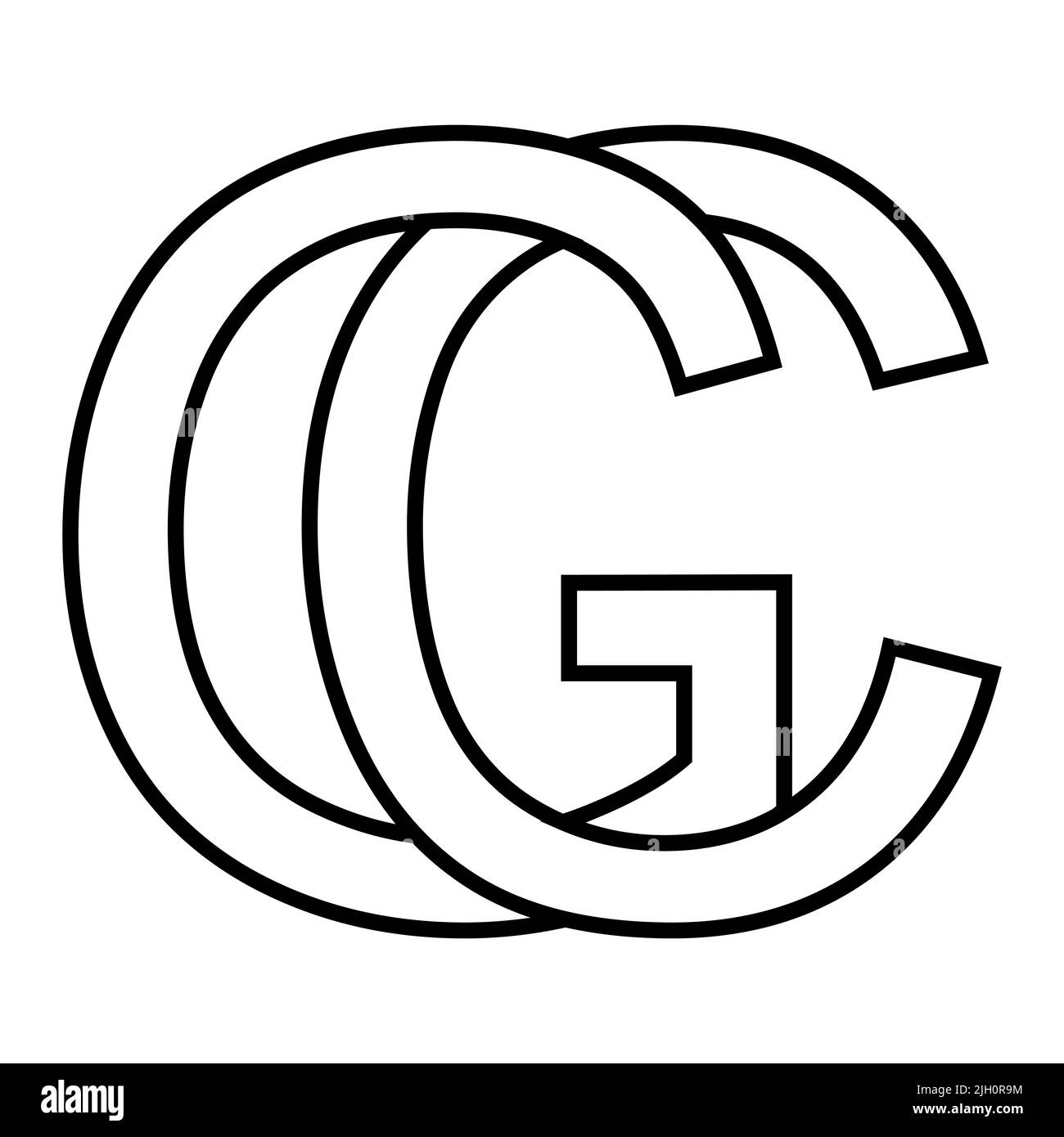 Logo sign gc cg icon nft gc interlaced letters g c Stock Vector