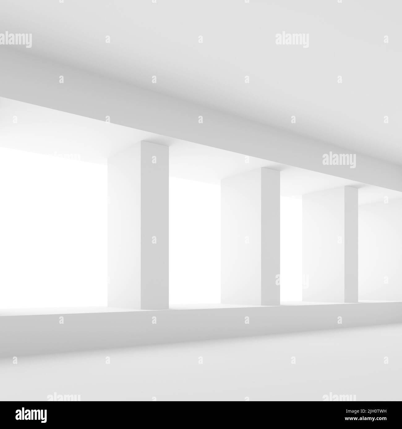 3d Illustration of White Office Interior Design. Empty Room with Window ...