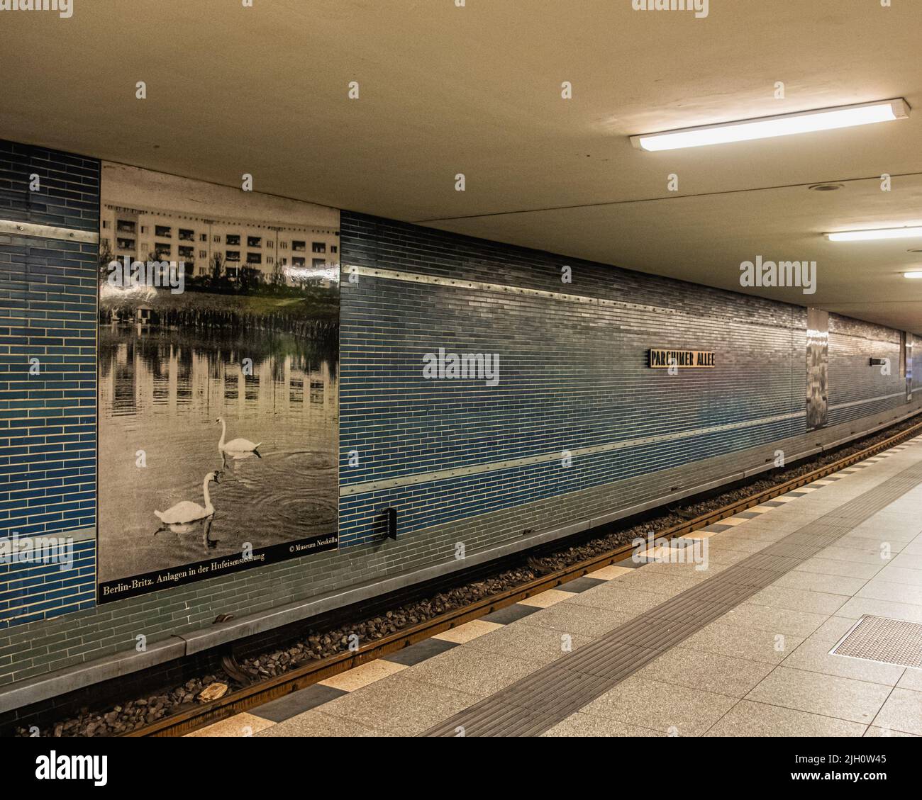 Parchimer Allee Underground U-Bahn railway station serves the U7 subway line, opened September 28, 1963,Britz, Neukolln,Berlin,Germany Stock Photo