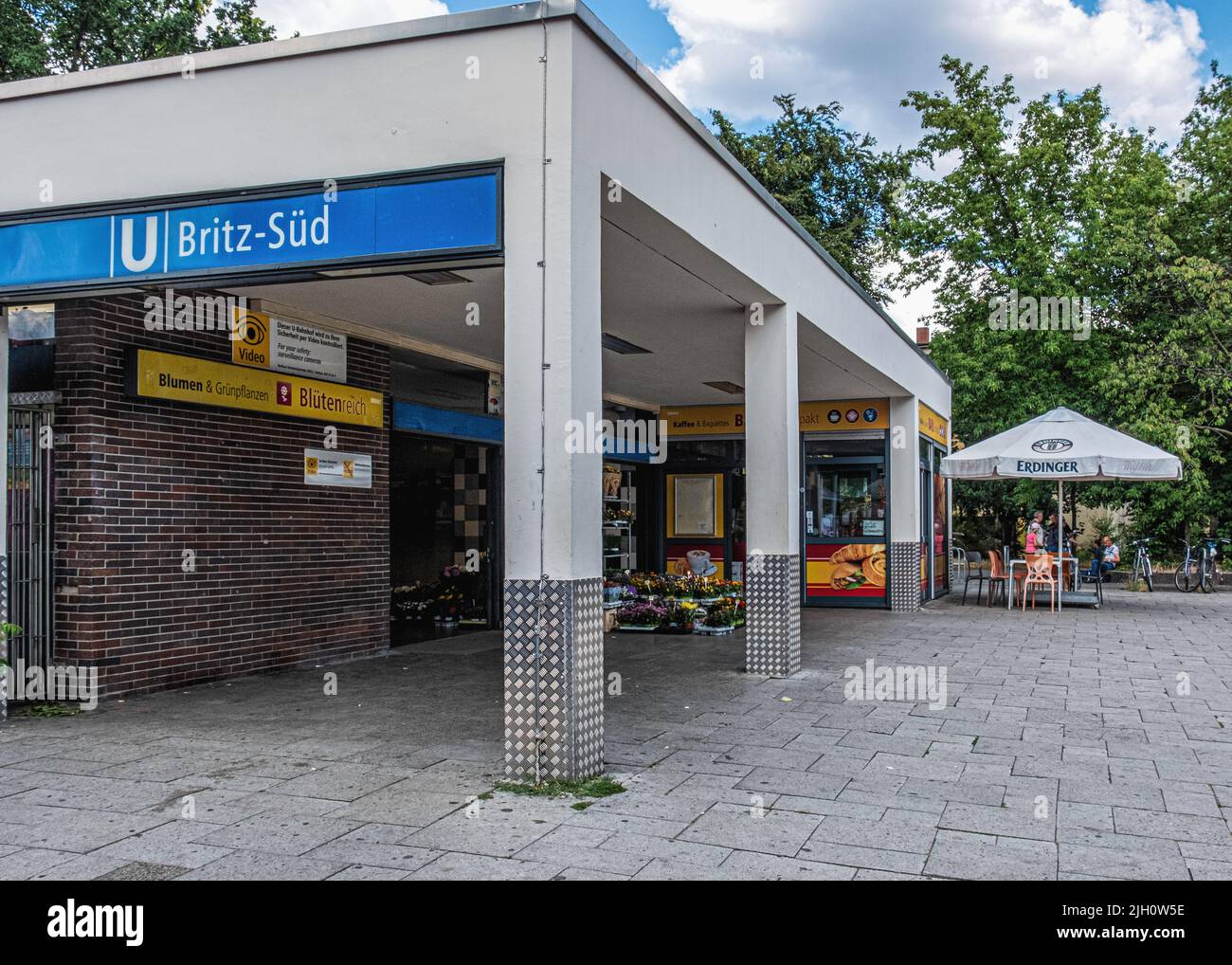 Britz-Süd underground railway station serves the U7 line, opened September 28, 1963 in first south-east extension of the U7 - Britz, Neukolln,Berlin Stock Photo