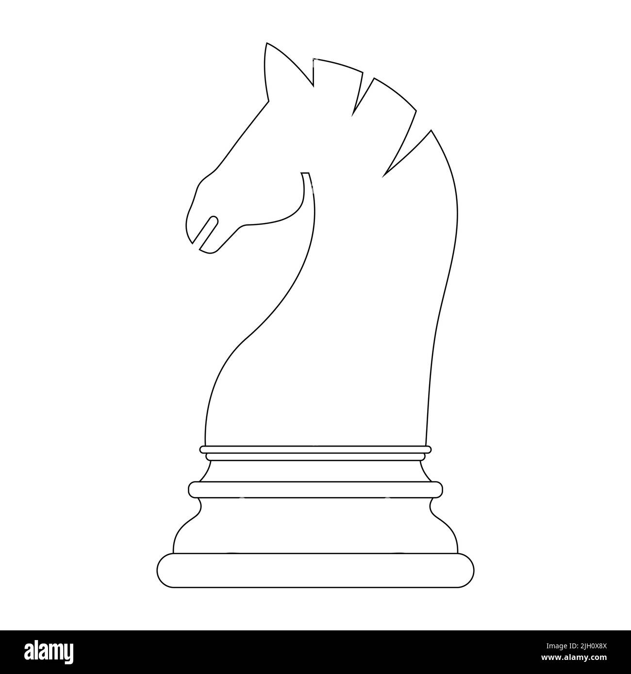 Outline silhouette of chess knight isolated on white background. Chess icons. Vector illustration for design Stock Vector