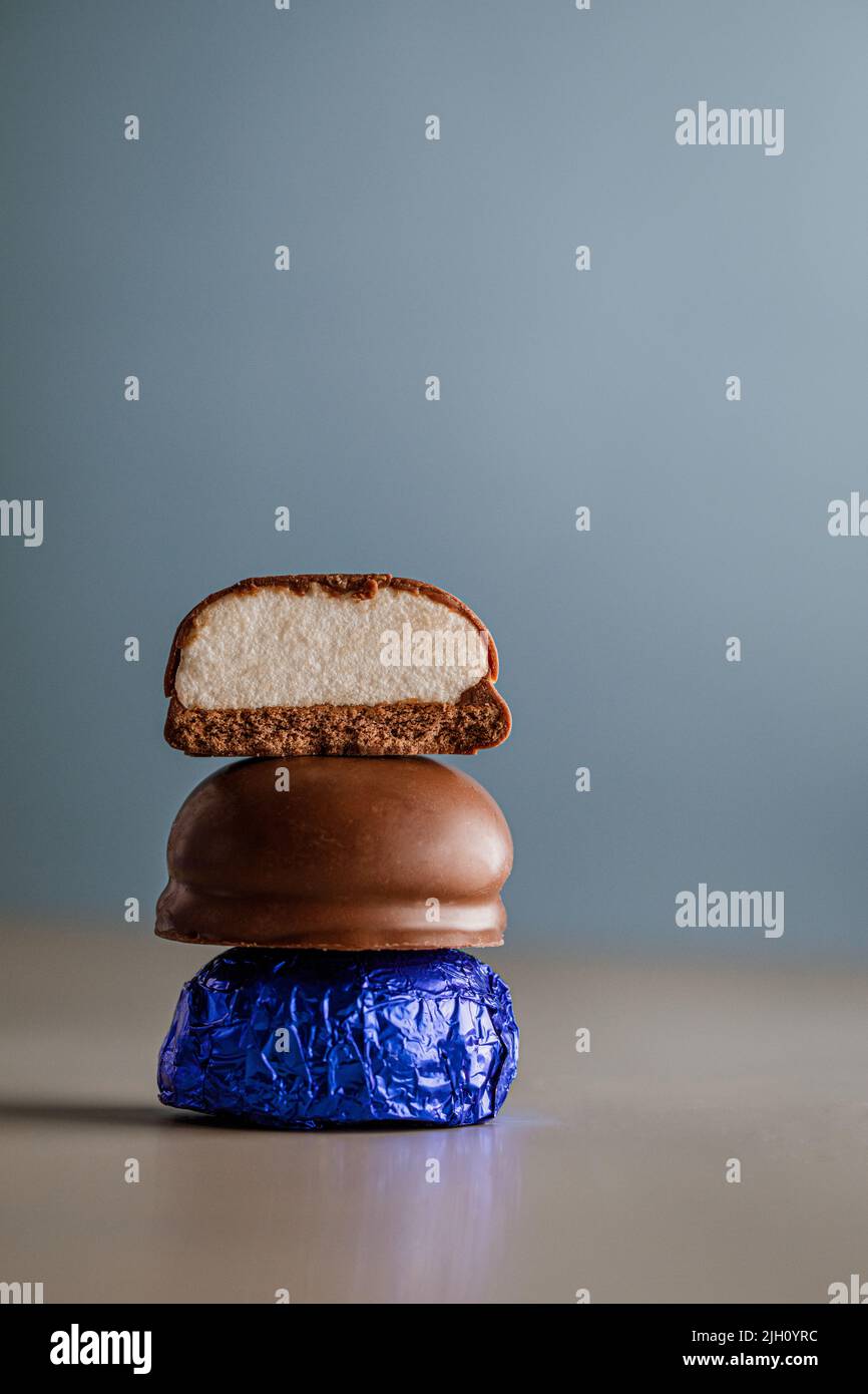 Delicious Chocolate Marshmallow Tea Cakes Party Cakes Snacks Stock