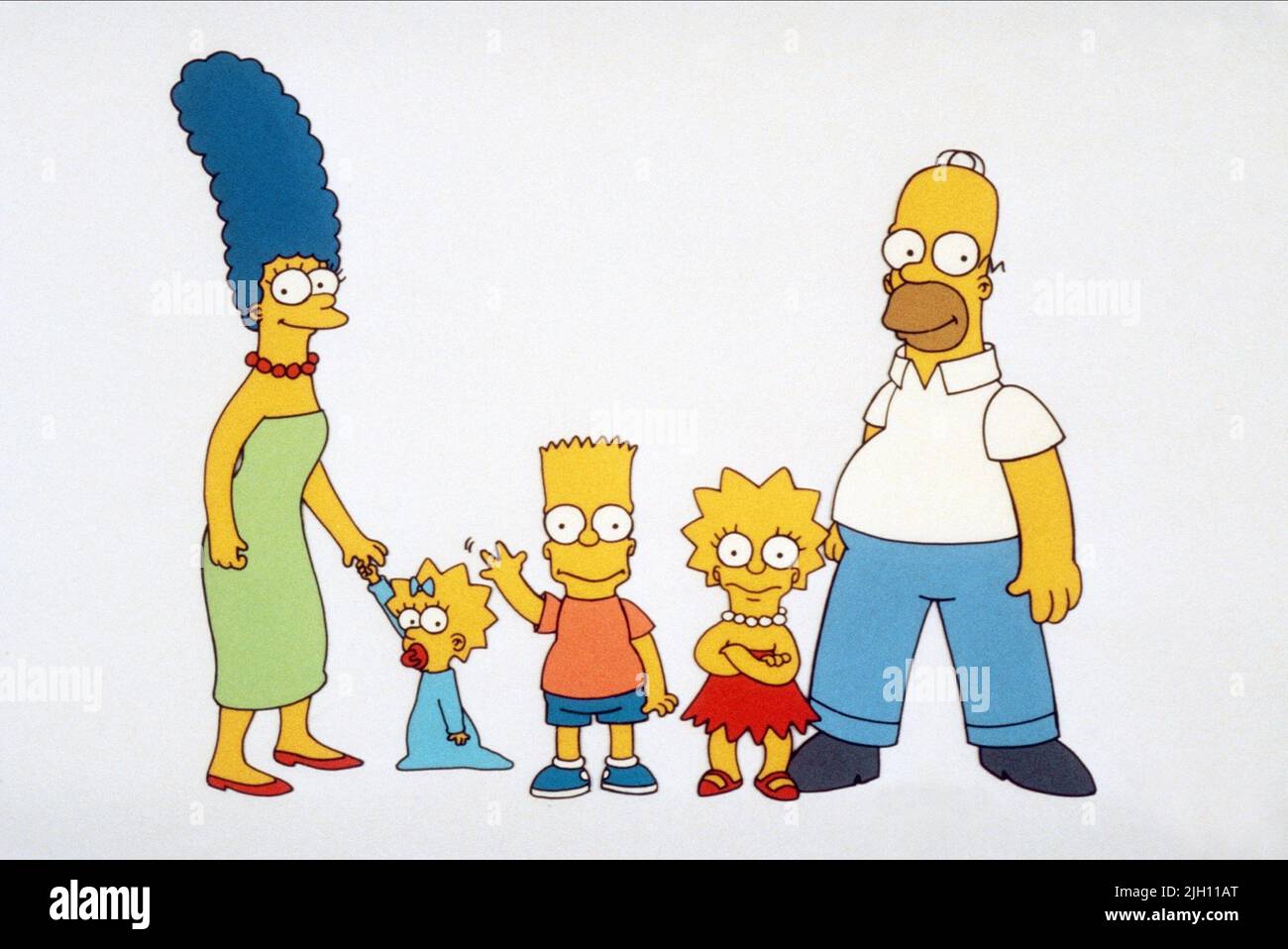 MARGE,MAGGIE,BART,LISA,SIMPSON, THE SIMPSONS, 1989 Stock Photo
