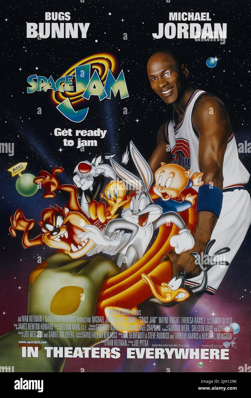 PIG,COYOTE,BUNNY,DUCK,SILVESTER,POSTER, SPACE JAM, 1996 Stock Photo