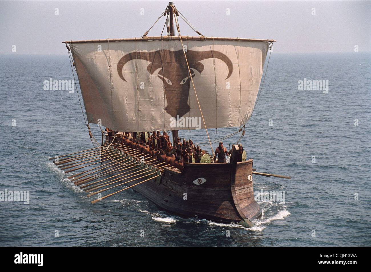 SAILING SHIP WITH OARS, TROY, 2004 Stock Photo