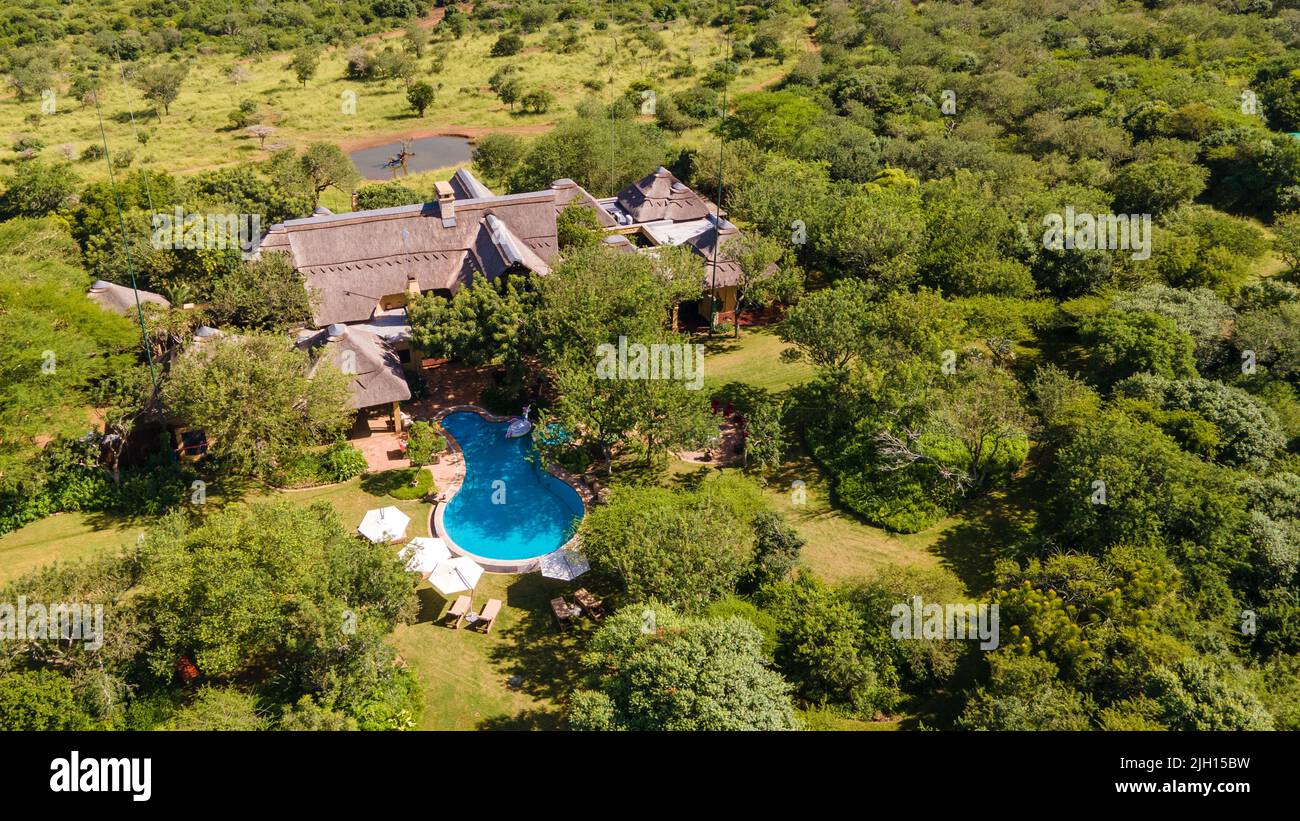 South Africa Kwazulu natal, a luxury safari lodge in the bush of a Game ...