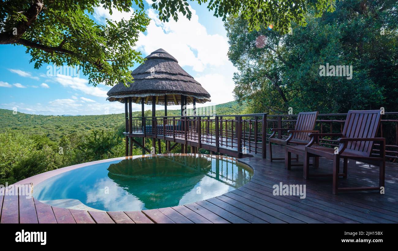 South Africa Kwazulu natal, a luxury safari lodge in the bush of a Game ...