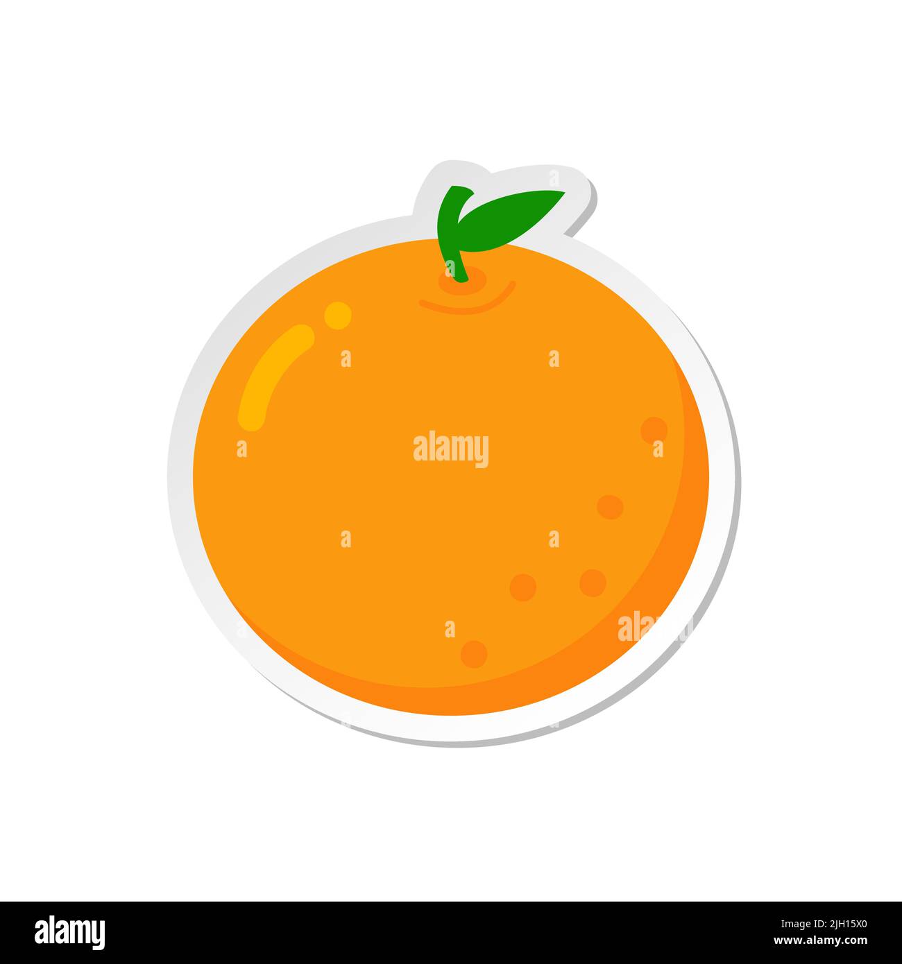 Ripe orange fruit clipart icon with leaf Stock Vector Image & Art Alamy