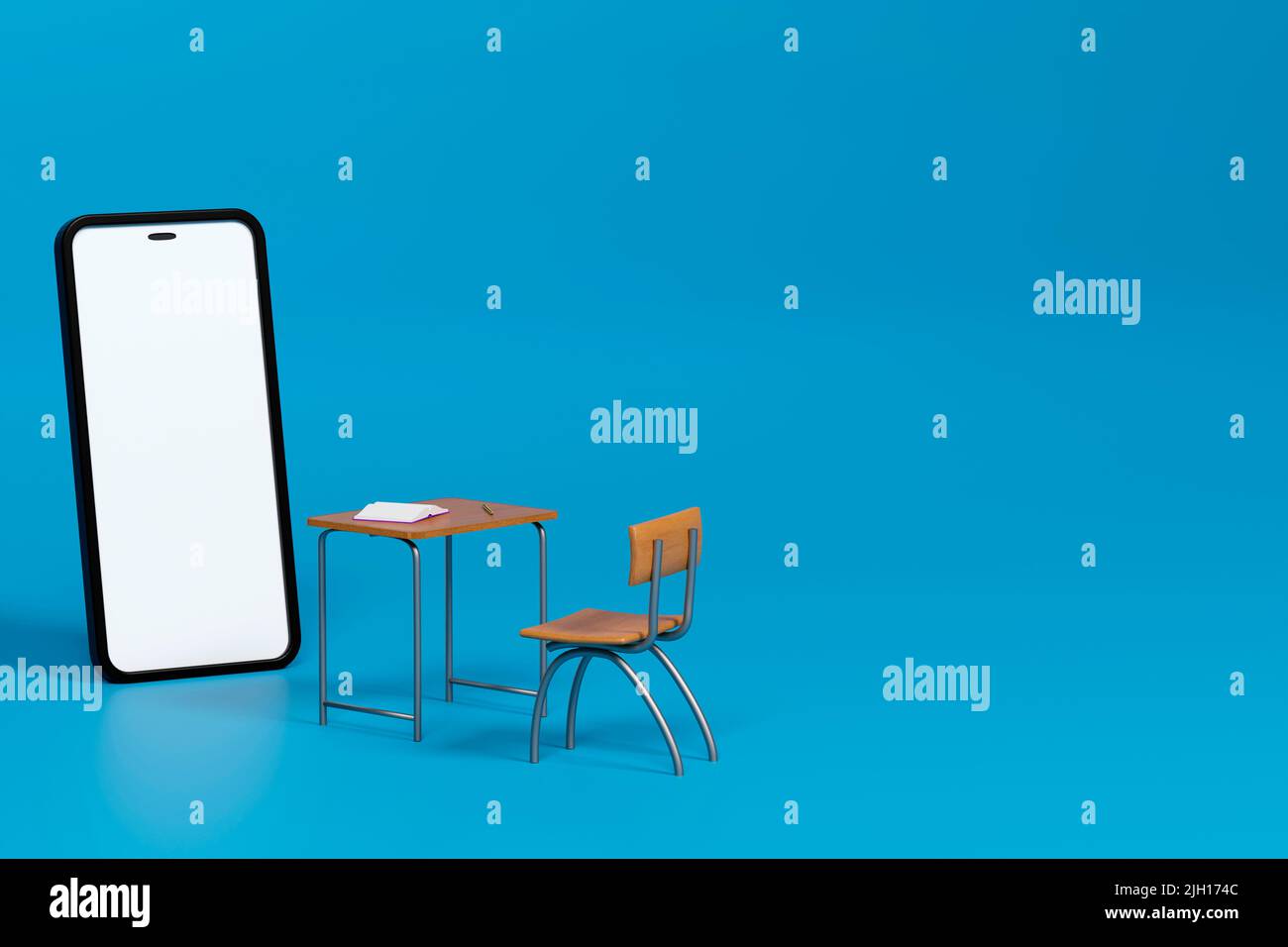 Digital Online Education. 3d of mobile, learning on phone website ...