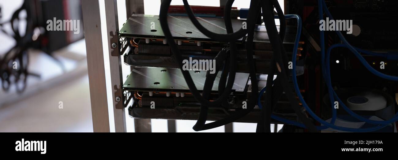Computer processors or other digital component placed on shelf Stock Photo